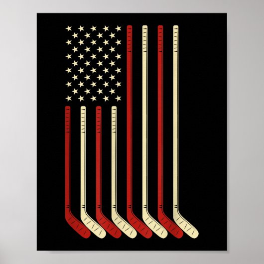 ホッケーゴアリーUSA国旗ホッケースティックアイスホッケー ポスター (正面)