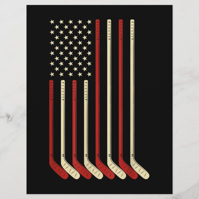 ホッケーゴアリーUSA国旗ホッケースティックアイスホッケー レターヘッド (正面)