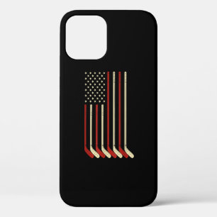 ホッケーゴアリーUSA国旗ホッケースティックアイスホッケー iPhone 12ケース