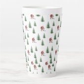 ホッケーサンタと松の木のクリスマス カフェラテマグ (正面)