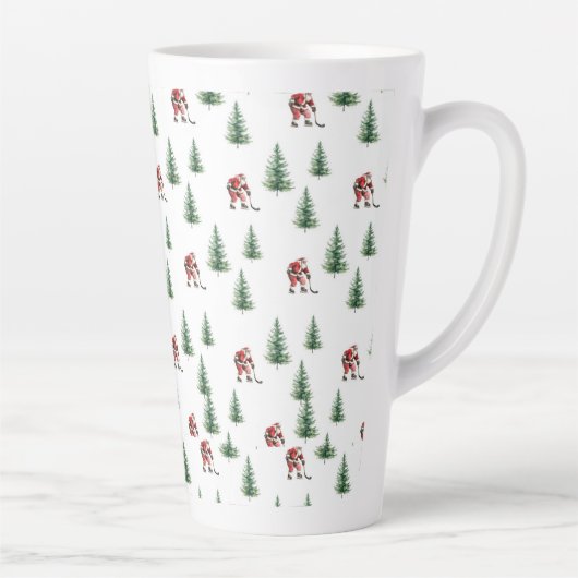 ホッケーサンタと松の木のクリスマス カフェラテマグ (右)