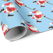 ホッケーサンタスケートで滑るブルー ラッピングペーパー (ロールコーナー)