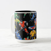 ホッケーシーズンのアイスホッケーパターンマグ ツートーンマグカップ (正面左)