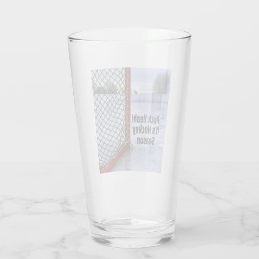 ホッケーシーズンアイスコールドユーモアおもしろいパック タンブラーグラス (裏面)