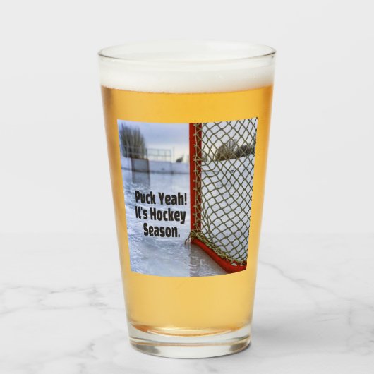 ホッケーシーズンアイスコールドユーモアおもしろいパック タンブラーグラス (ドリンク正面)