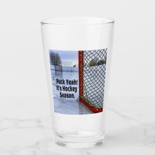 ホッケーシーズンアイスコールドユーモアおもしろいパック タンブラーグラス (正面)