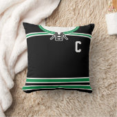 ホッケージャージーの名前と番号テンプレートピローグリーン クッション (ブランケット)