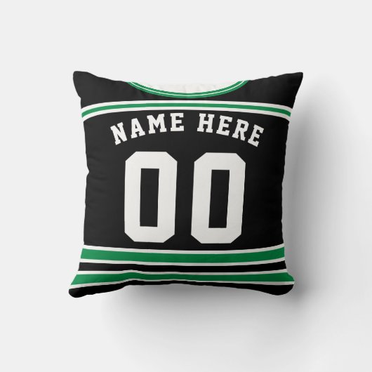 ホッケージャージーの名前と番号テンプレートピローグリーン クッション (裏面)
