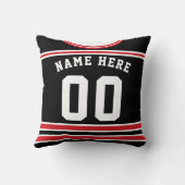 ホッケージャージーの名前と番号テンプレートピローブルー クッション (裏面)