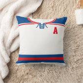 ホッケージャージーの名前と番号テンプレートピローブルー クッション (ブランケット)