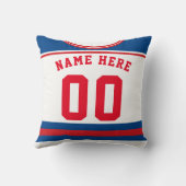 ホッケージャージーの名前と番号テンプレートピローブルー クッション (裏面)