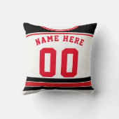 ホッケージャージーの名前と番号テンプレート枕、赤 クッション (裏面)
