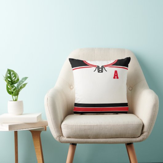ホッケージャージーの名前と番号テンプレート枕、赤 クッション (椅子)