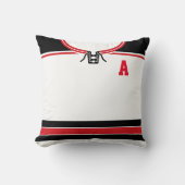 ホッケージャージーの名前と番号テンプレート枕、赤 クッション (正面)