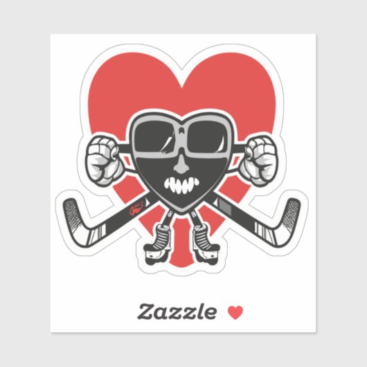 ホッケースキルを示すハートを愛するバレンタイン シール (シート)