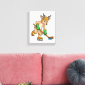 ホッケースティックとアイスホッケーのトナカイ キャンバスプリント (インサイチュ (リビング))