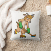 ホッケースティックとアイスホッケーのトナカイ クッション (ブランケット)