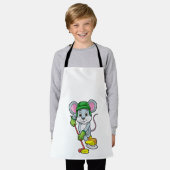 ホッケースティックとアイスホッケーのマウス エプロン (着用した状態)