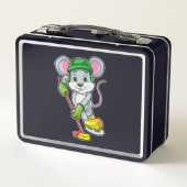 ホッケースティックとアイスホッケーのマウス メタルランチボックス (裏面)