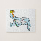 ホッケースティックとフィールドホッケーのバニー ジグソーパズル (横)