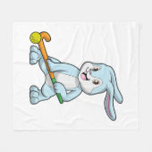 ホッケースティックとフィールドホッケーのバニー フリースブランケット (正面(横))