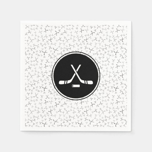 ホッケースティック白黒スタイリッシュスポーティ運動競技 スタンダードカクテルナプキン (正面)