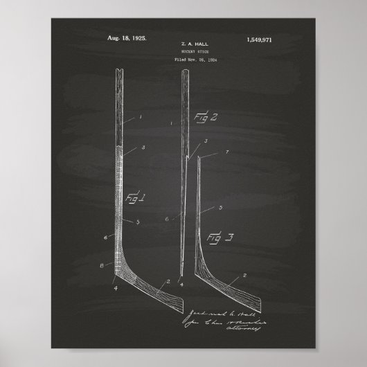 ホッケースティック1924パテントアート – Chalkboard ポスター (正面)