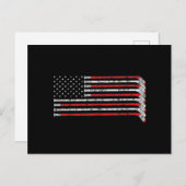ホッケースティックUSA国旗の色あせたホッケープレーヤー シーズンポストカード (正面/裏面)