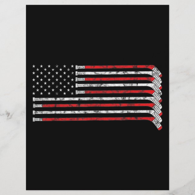 ホッケースティックUSA国旗の色あせたホッケープレーヤー レターヘッド (正面)