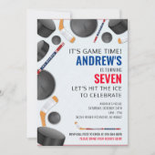 ホッケースポーツの誕生日パーティーをパーソナライズ 招待状 (正面)