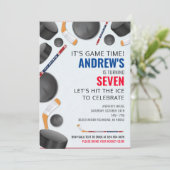 ホッケースポーツの誕生日パーティーをパーソナライズ 招待状 (スタンド正面)