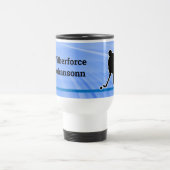 ホッケースポーツシルエットプレーヤーの個人設定 トラベルマグ (中央)