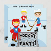 ホッケースポーツバースデーパーティー誕生日招待状 招待状 (正面/裏面)