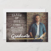 ホッケースポーツ素朴写真の卒業発表 招待状 (正面)