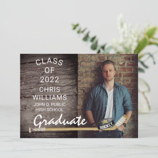 ホッケースポーツ素朴写真の卒業発表 招待状 (スタンド正面)