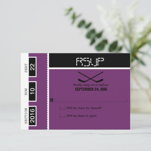 ホッケーチケットウェディングRSVP 出欠カード (スタンド正面)