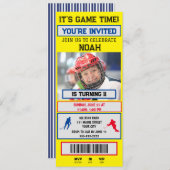 ホッケーチケット誕生日パーティーへの招待 招待状 (正面/裏面)