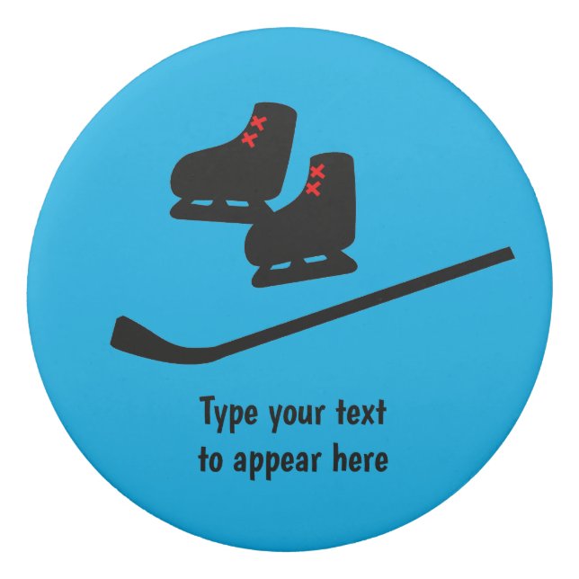 ホッケーテーマ – スケートとスティック – 追加のカスタム文字 消しゴム (正面)