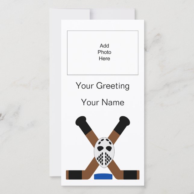 ホッケーデザインパーソナライズされたフォトカード (正面)