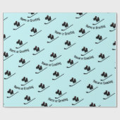 ホッケーパターン – スケートとスティック任意の名前/文字 ラッピングペーパー (フラット)