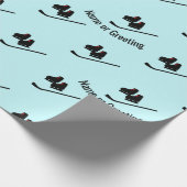 ホッケーパターン – スケートとスティック任意の名前/文字 ラッピングペーパー (角)