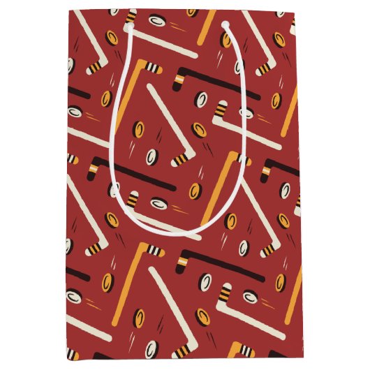 ホッケーパターン ミディアムペーパーバッグ (正面)