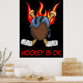 ホッケーパックの炎と引用文，スポおもしろいート ポスター (キッチン)