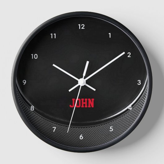 ホッケーパックパーソナライズされたウォールクロック 壁時計 (正面)