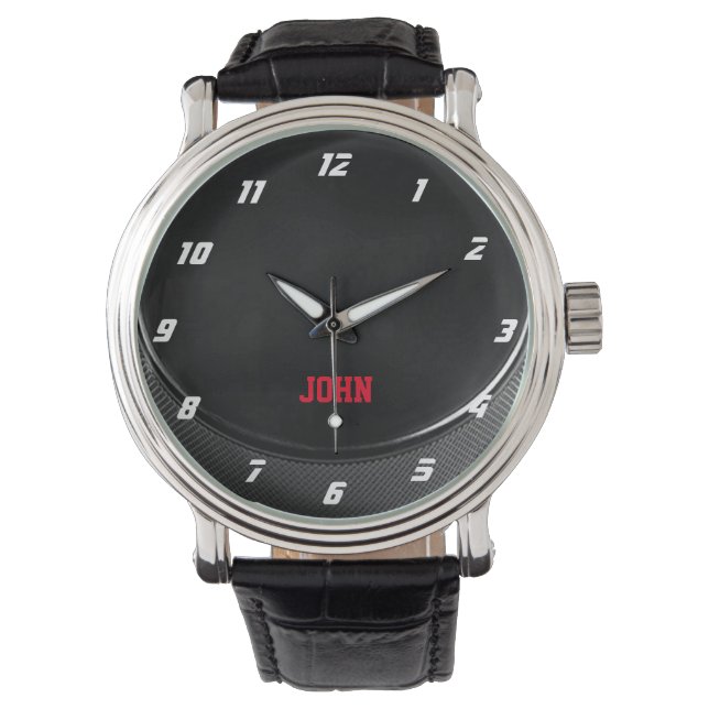 ホッケーパックパーソナライズされた 腕時計 (正面)