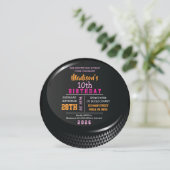 ホッケーパックラウンドガールズバースデーパーティー招待状 招待状 (スタンド正面)