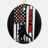 ホッケーパパホッケーアメリカ国旗の父の日 セラミックオーナメント (左)