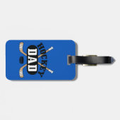 ホッケーパパホッケースティックとパックブルー ラゲッジタグ (裏面横)