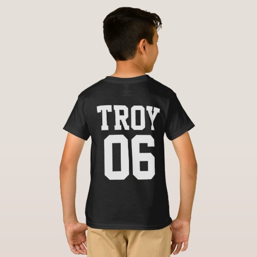 ホッケーパーソナライズされたの名前と番号が赤 Tシャツ (裏面フル)