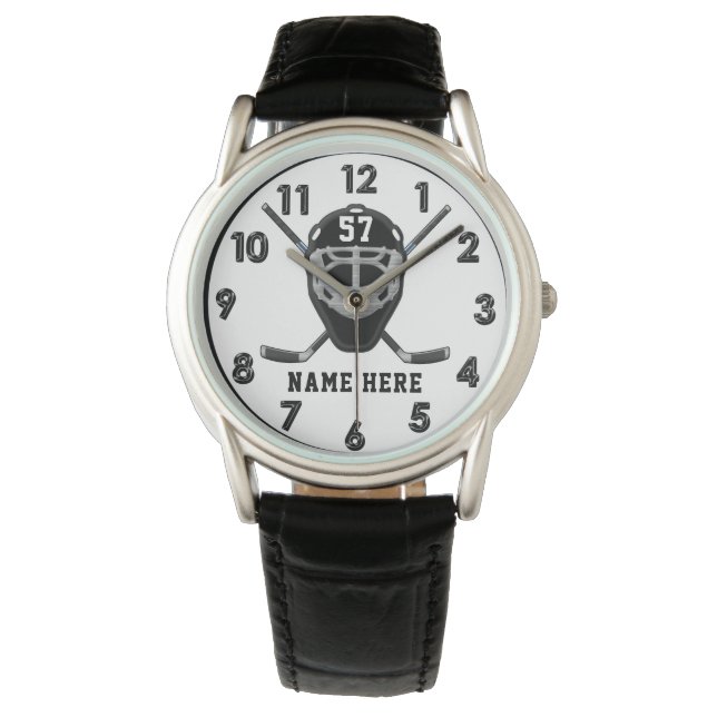 ホッケーパーソナライズされたは男を監視し、あなたの色 腕時計 (正面)